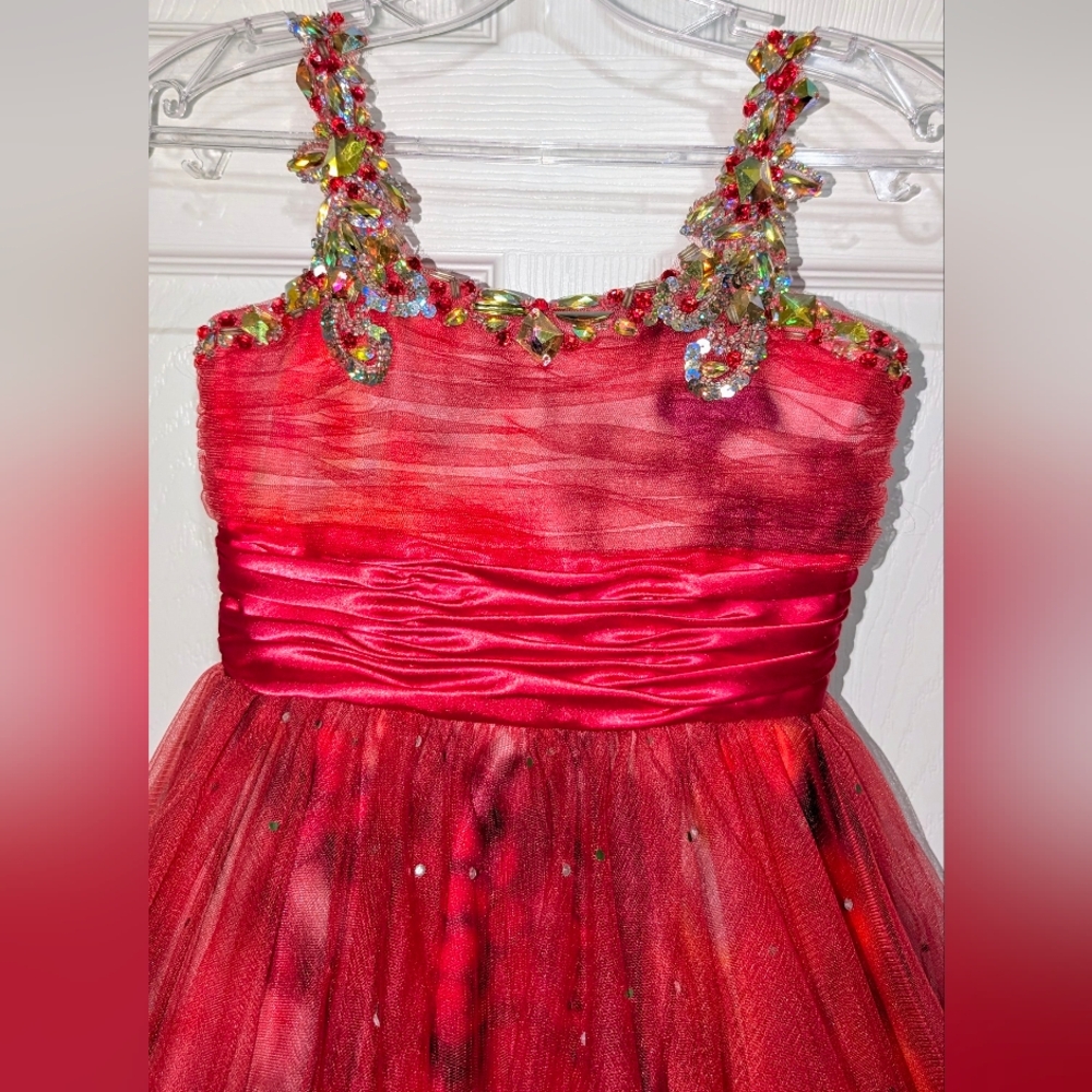 💖HP💖 Perfect Angel Elegant Girls Red Cocktail Dress -Sz 8 - Picture 2 of 4